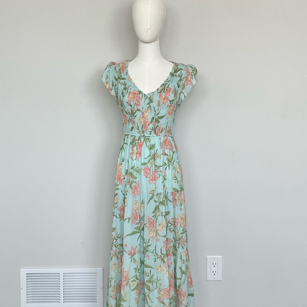 By The River Floral Maxi Dress Leaves